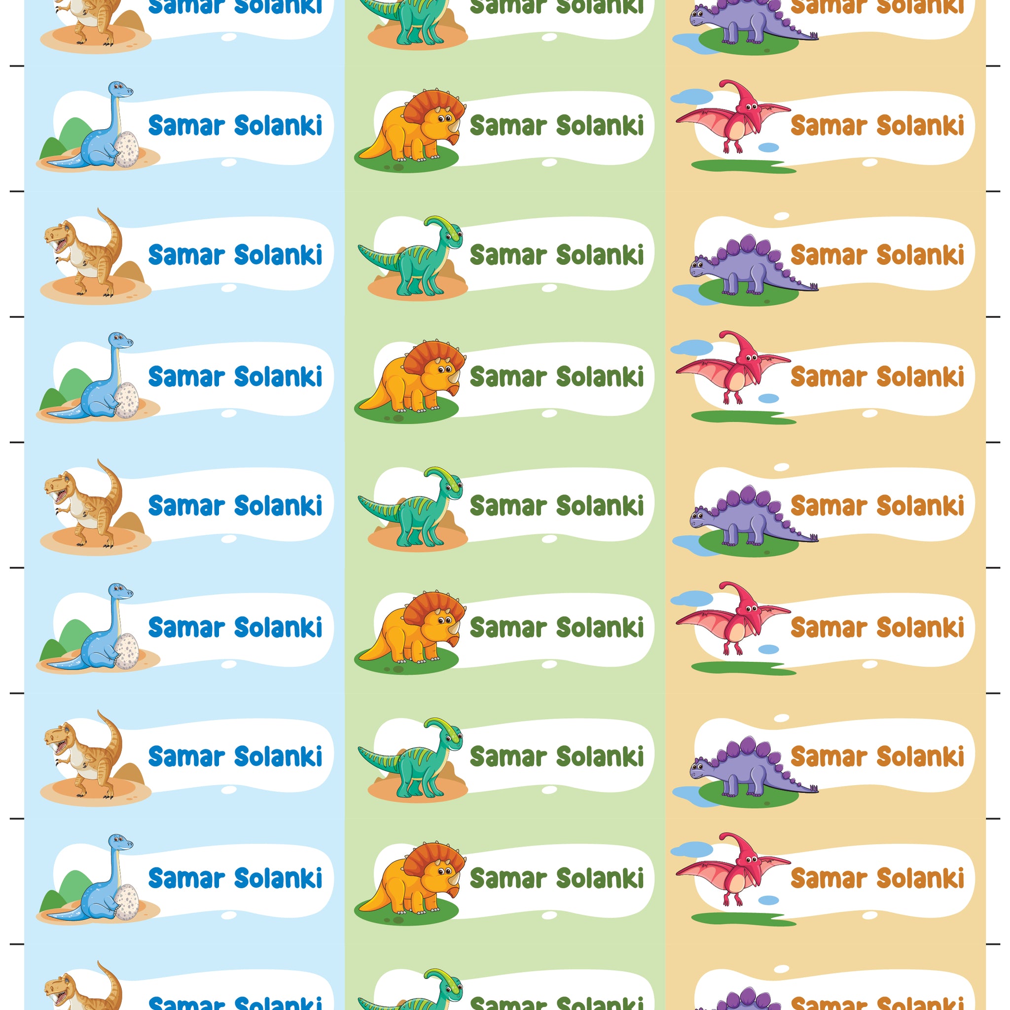 Waterproof Personalised Stickers – Dinosaurs