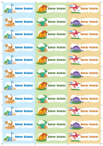 Waterproof Personalised Stickers – Dinosaurs