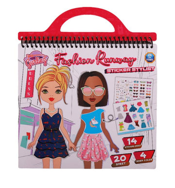 STRIDERS Fashion Runway Sticker Stylist Premium 14-Sheet Sticker Paper Set with 4C Print and Die-Cut Designs, Includes 4 Sheet PP Stencils