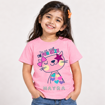 “I’m Fun Size” Personalised Cat T-Shirt for Girls