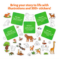 300+ stickers and story prompts included in Skillmatics Animal Adventures kit