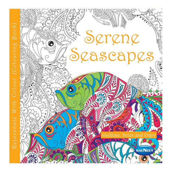 Navneet Adult Colouring Book Serene Seascapes front cover ocean mandala art