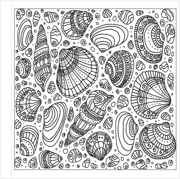 Inside page Serene Seascapes colouring book adults ocean coastal patterns