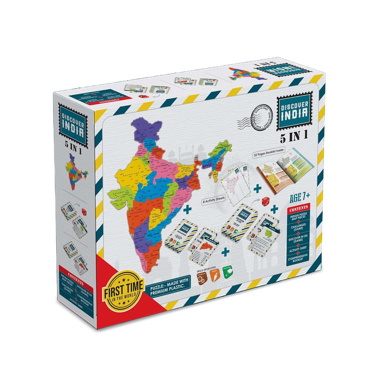 Zephyr Map of India Puzzle – 28 States + Card Games + Activity Sheets